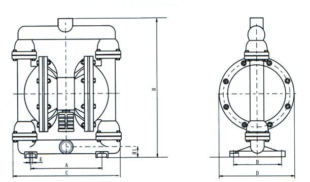 QBY气动隔膜泵尺寸图